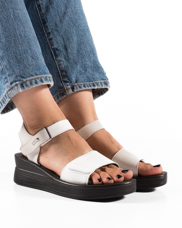 Sandale dama cu Platforma Bej din Piele Ecologica Ione - Img 2