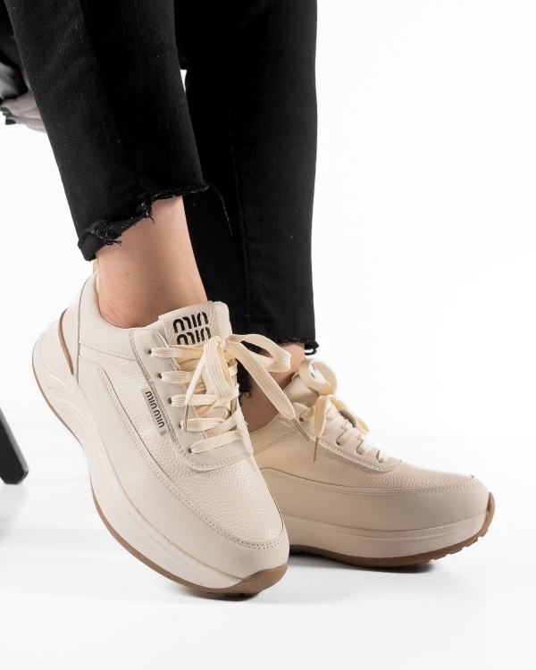 Sneakers dama Bej din Piele Ecologica Picuu - Img 3