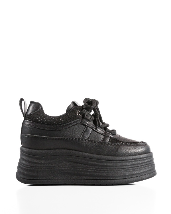Sneakers dama cu platforma Negri din Piele Ecologica Paca - Img 4