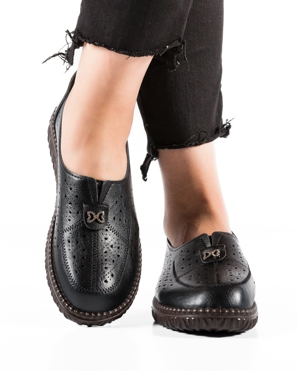 Pantofi dama casual Negri din Piele Ecologica Dzan - Img 3