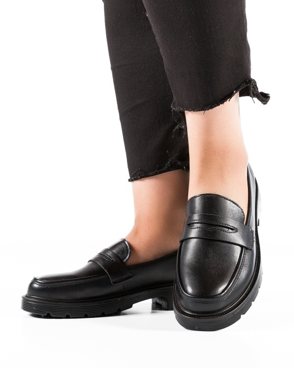 Pantofi dama casual Negri din Piele Ecologica Qaba - Img 2