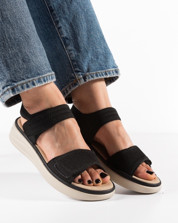 Sandale dama Negre din Material Textil Yivo - Img 3