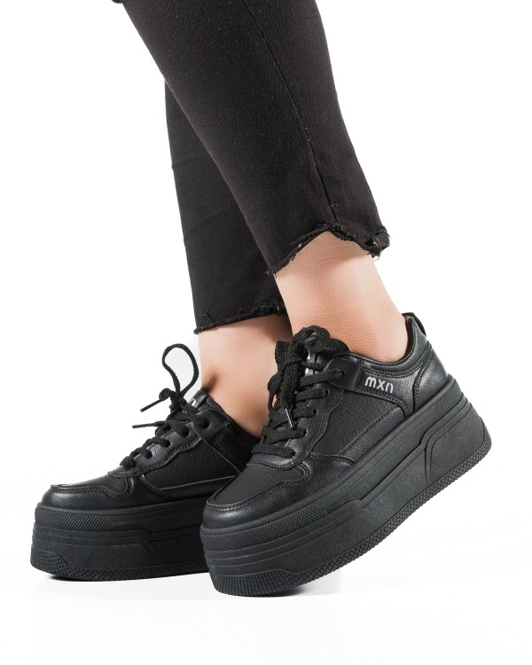 Sneakers dama cu platforma Negri din Piele Ecologica Piuu - Img 3