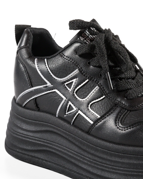 Sneakers dama cu platforma Negri din Piele Ecologica Pma - Img 6