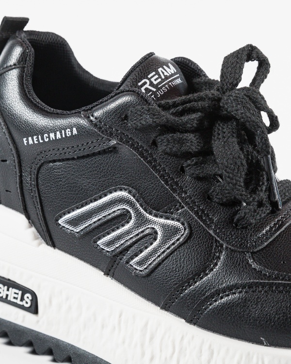 Sneakers dama cu platforma Negri din Piele Ecologica Puua - Img 5