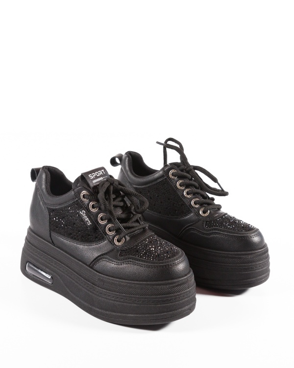 Sneakers dama Negri cu platforma din Piele Ecologica Pio - Img 5