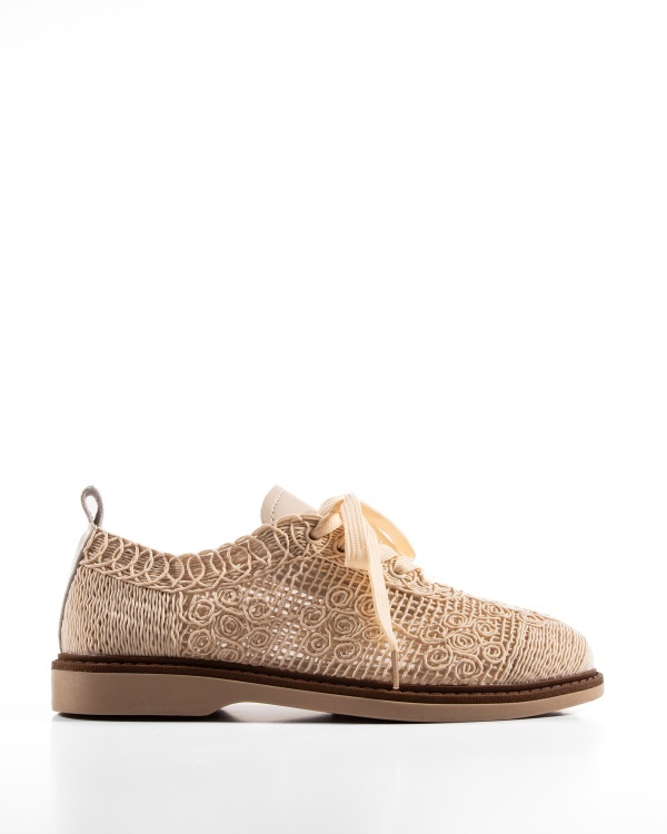 Pantofi dama Bej din Material texil dantelat Ecologic Van - Img 3