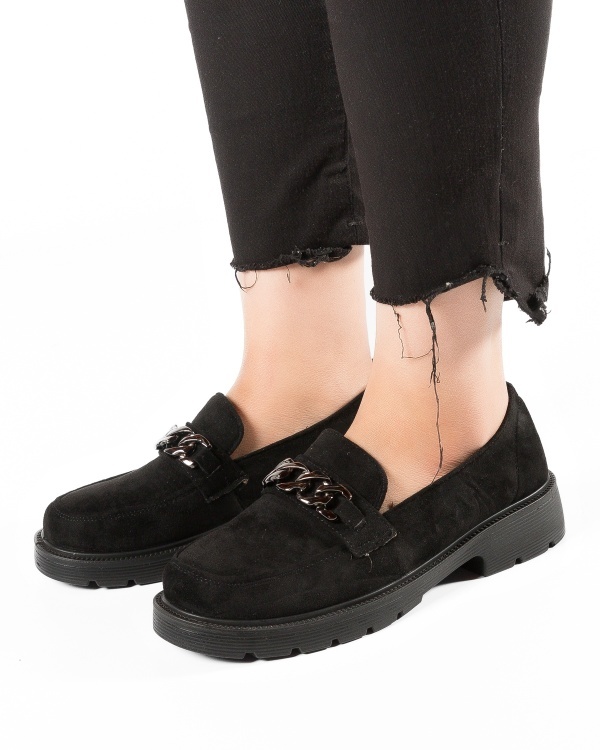 Pantofi dama casual Negri din Piele intorsa Ecologica Qina - Img 3