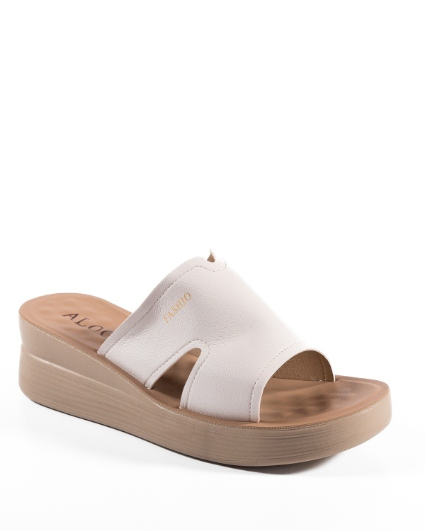 Papuci dama cu platforma Albi din Piele Ecologica Yama - Img 6