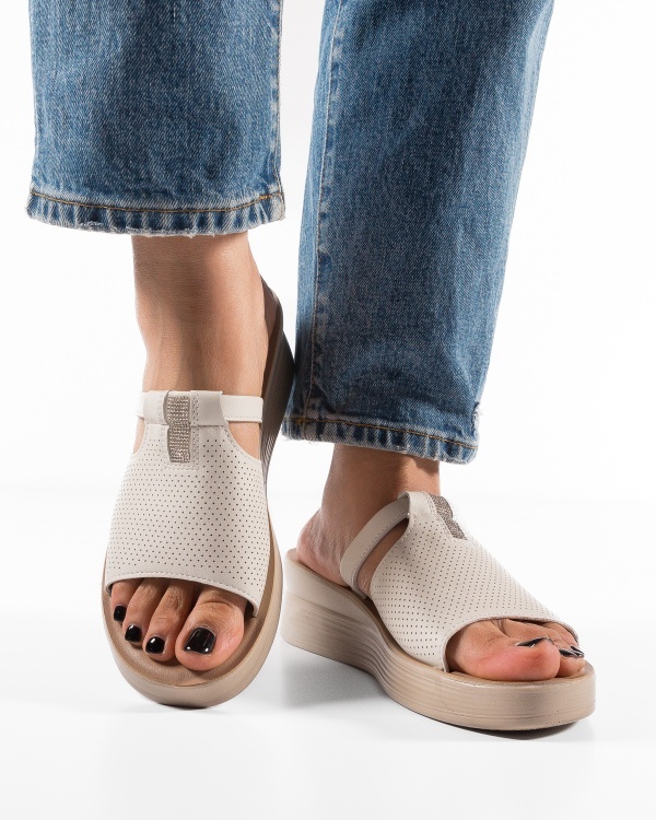 Papuci dama cu platforma Bej din Piele Ecologica Zug - Img 2