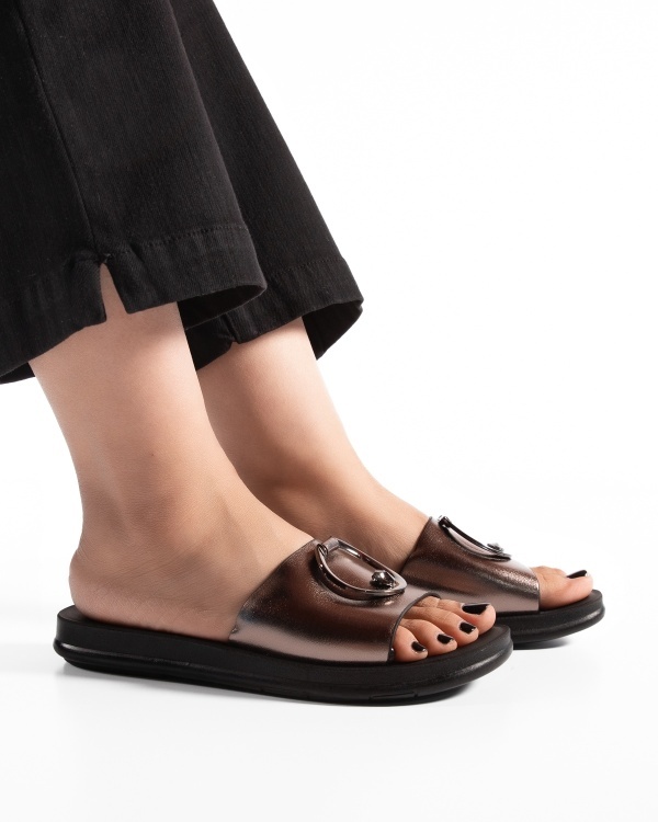 Papuci dama Gunmetal din Piele Ecologica Cai - Img 2