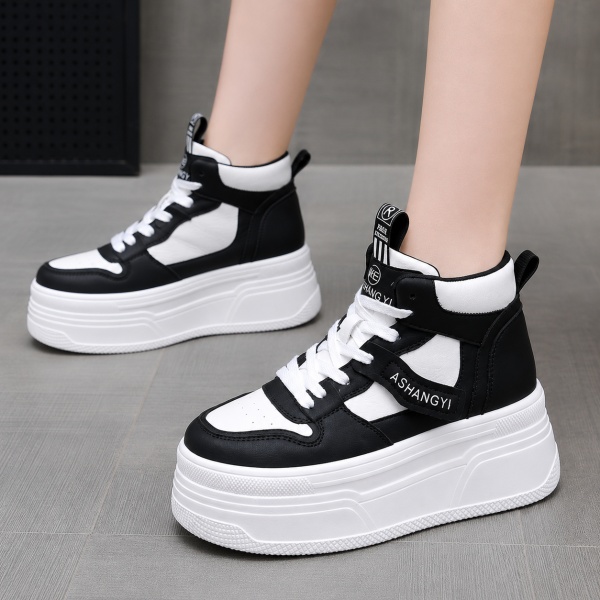 Sneakers dama cu platforma Negri din piele Ecologica Ploo - Img 3