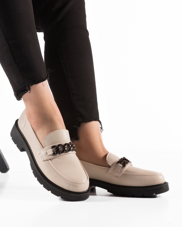 Pantofi dama casual Bej din Piele Ecologica Qina - Img 2