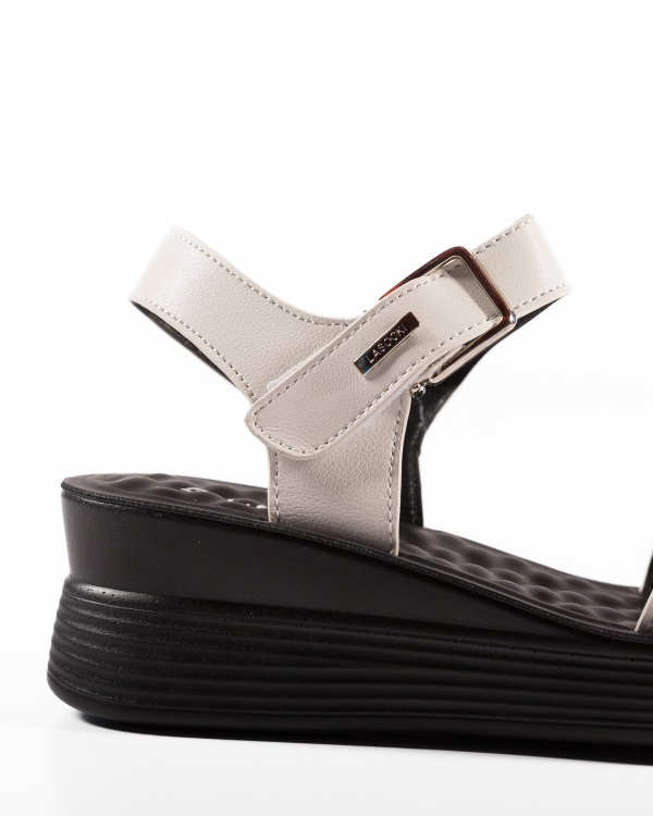 Sandale dama cu Platforma Albe din Piele Ecologica Ione - Img 6
