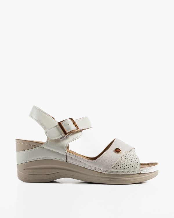 Sandale dama cu platforma Albe din Piele Ecologica Zugy - Img 5