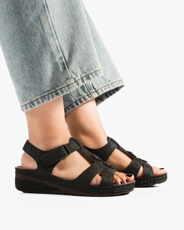 Sandale dama Negre din Piele Ecologica Yifa - Img 2
