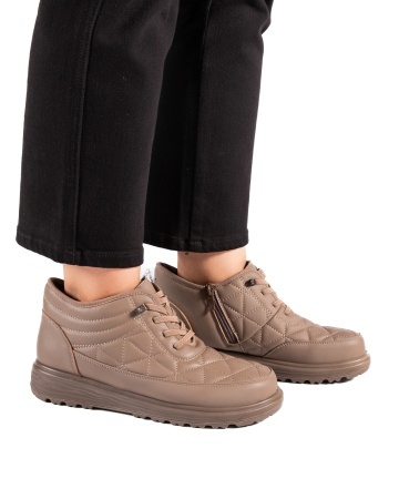 Ghete dama imblanite camel din piele ecologica G86-8