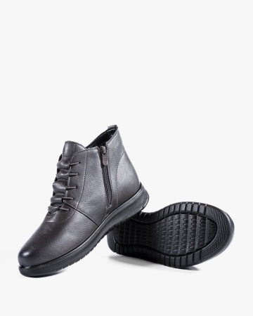 Ghete dama imblanite gri din piele ecologica T81 - Img 5