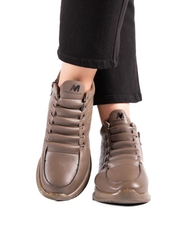 Ghete dama imblanite kaki din piele ecologica J21-15 - Img 3
