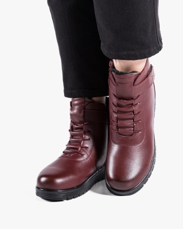 Ghete dama imblanite rosii din piele ecologica B01 - Img 3