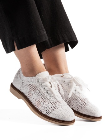 Pantofi dama Alb din Material texil dantelat Ecologic Van