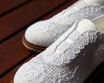 Pantofi dama Alb din Material texil dantelat Ecologic Vliz - Img 7