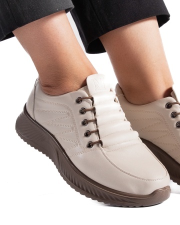 Pantofi dama casual bej din piele ecologica J01 - Img 2