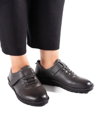 Pantofi dama casual gri din piele ecologica D2506 - Img 2