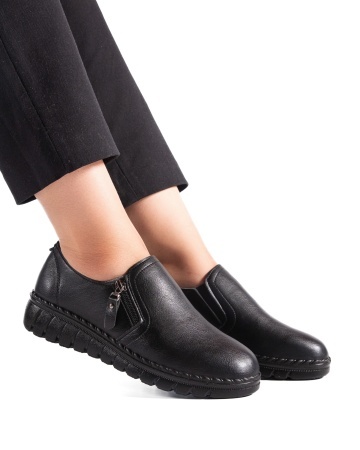 Pantofi dama casual negri din piele ecologica 3215-marimi mari pana la 43 - Img 3