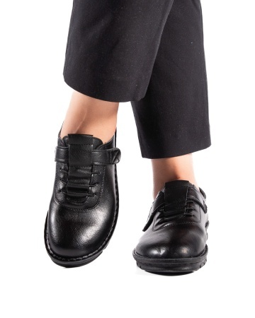 Pantofi dama casual negri din piele ecologica D2506 - Img 2