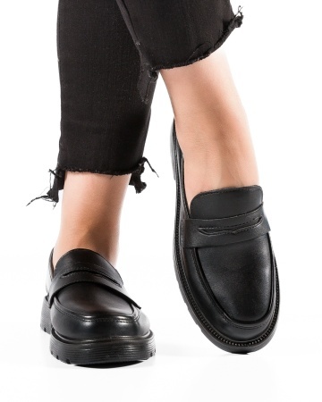 Pantofi dama casual Negri din Piele Ecologica Qaba - Img 3