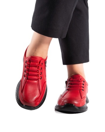 Pantofi dama casual rosii din piele ecologica J12 - Img 2