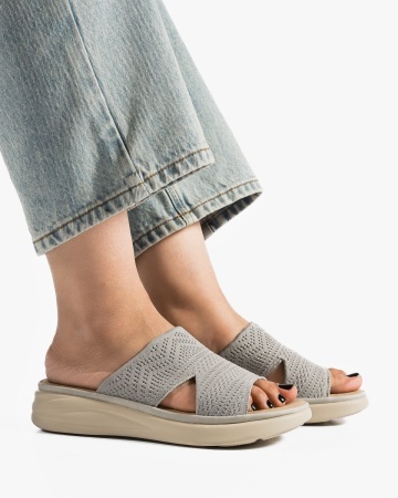 Papuci dama Gri din Material Textil Vsilu