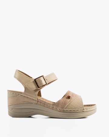 Sandale dama cu platforma Bej din Piele Ecologica Zugy - Img 4