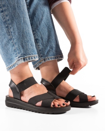 Sandale dama Negre din Material elastic Yai-marimi mari pana la 43