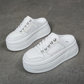 Sneakers dama albi cu talpa groasa 2835