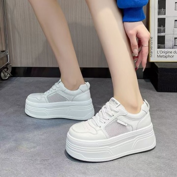 Sneakers dama albi respirabili cu talpa groasa 2831