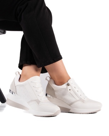 Sneakers dama cu platforma albi din piele ecologica HS-1 - Img 2