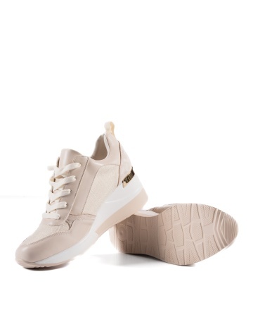 Sneakers dama cu platforma bej din piele ecologica HS-1 - Img 6