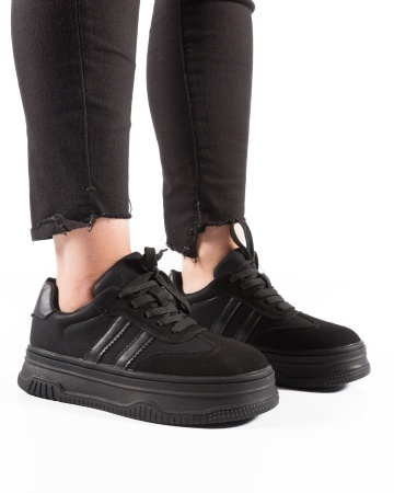 Sneakers dama cu platforma Negri din Piele Ecologica Tza - Img 2