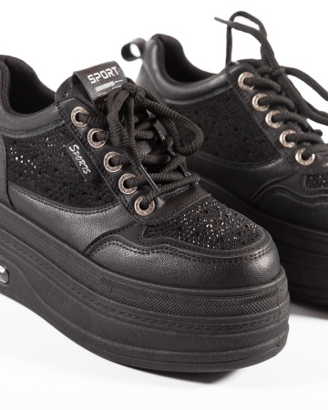 Sneakers dama Negri cu platforma din Piele Ecologica Pio - Img 6