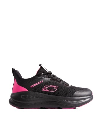 Sneakers dama negri cu roz din material textil F99296 - Img 5