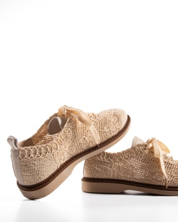 Pantofi dama Bej din Material texil dantelat Ecologic Van - Img 4