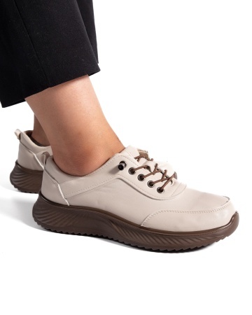 Pantofi dama casual bej din piele ecologica J03 - Img 6