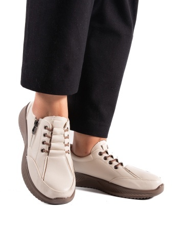 Pantofi dama casual bej din piele ecologica J12
