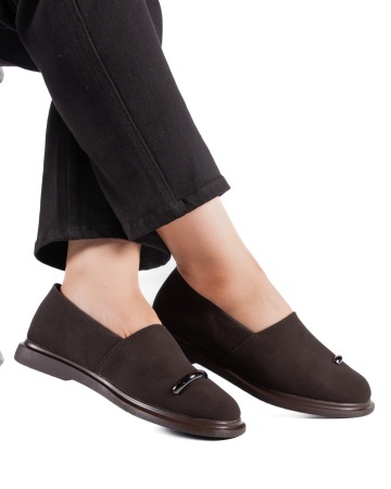 Pantofi dama casual maro inchis din piele ecologica LF01-2 - Img 3