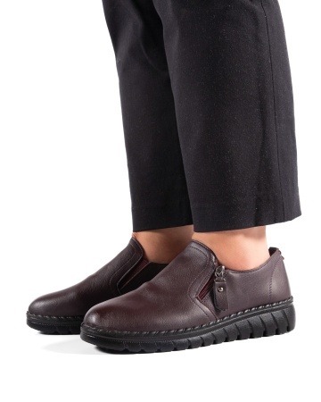 Pantofi dama casual mov inchis din piele ecologica 3215 - Img 4