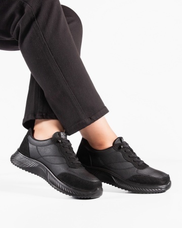 Pantofi dama casual negri din piele ecologica J62-1 - Img 2