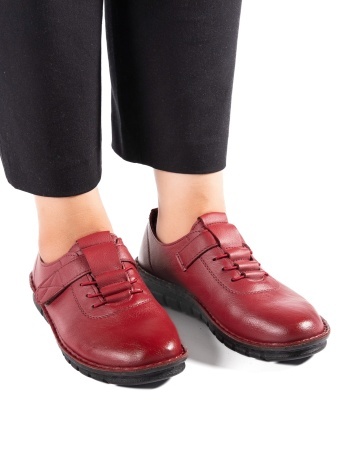 Pantofi dama casual rosii din piele ecologica D2506 - Img 2