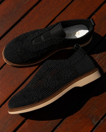 Pantofi dama Negri din Material texil dantelat Ecologic Vliz - Img 4